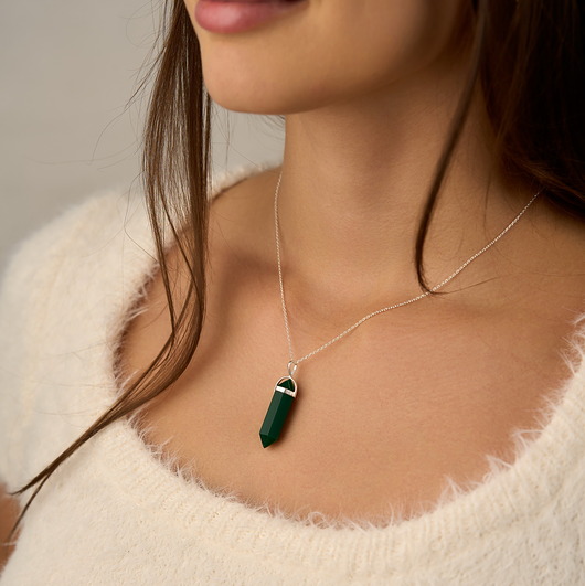 złote naszyjniki Naszyjnik zielony onyks srebro 925 pozłacane