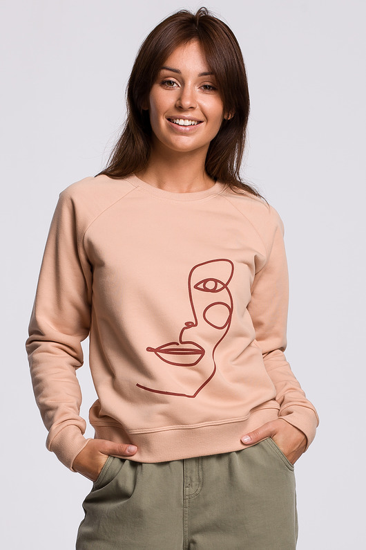 Bluza z nadrukiem-beżowa(B-167) Be