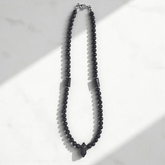 biżuteria męska OCHRONA, energia : naszyjnik męski : lawa, turmalin