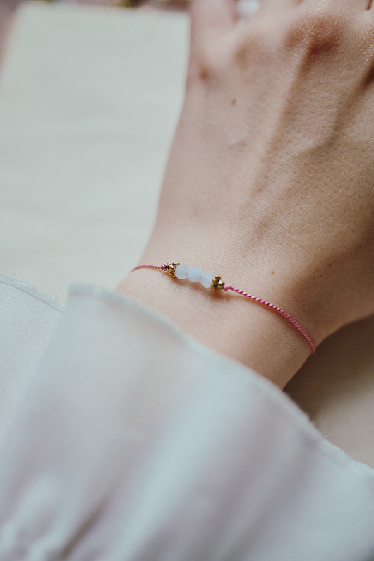 bransoletki na sznurku Akwamaryn na jedwabiu, bransoletka