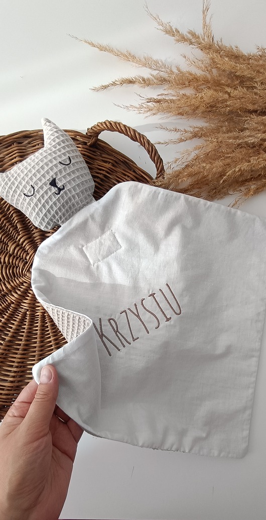 akcesoria na chrzest Kotek - personalizowana przytulanka (kolory, tkaniny)