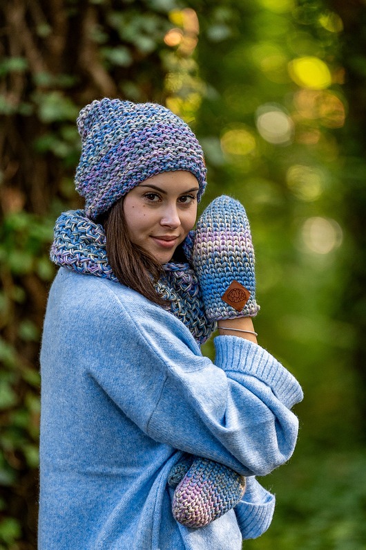 czapki damskie Czapka MERINO 100% Neverland Pastele + podszewka BAWEŁNA