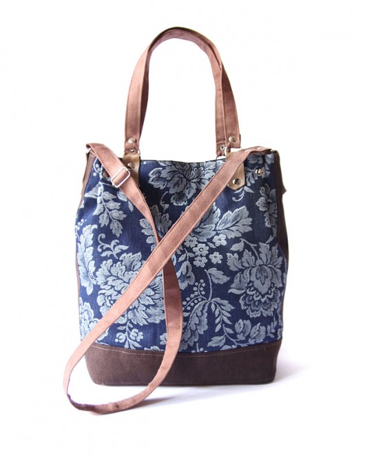 torebka h35- jeans flowers&chocolate&beige-   elfagado