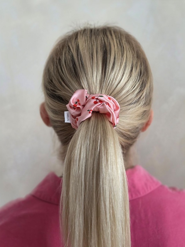 gumki do włosów Gumka jedwabna, scrunchie, cherry MIDI
