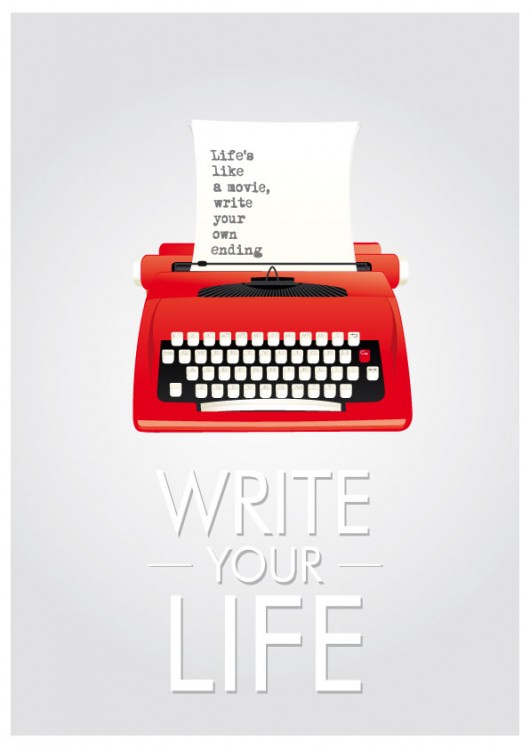 Write your life - retro plakat - grafika A3 Pankmat