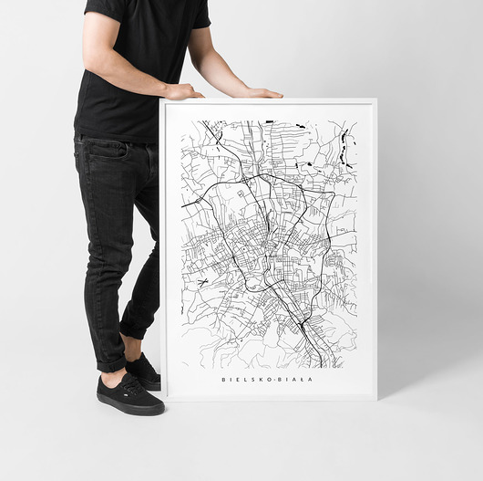 Bielsko-Biała - mapa miasta na prezent PLAKATY GEOMETRYCZNE