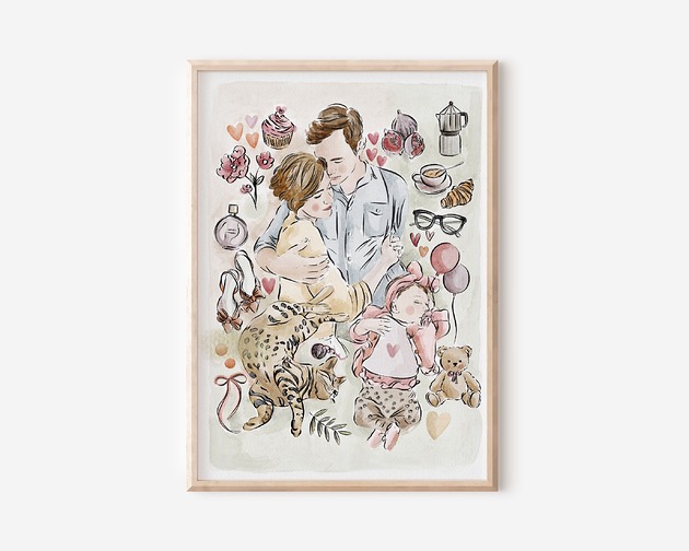 grafiki i ilustracje PORTRET RODZINNY - plakat personalizowany