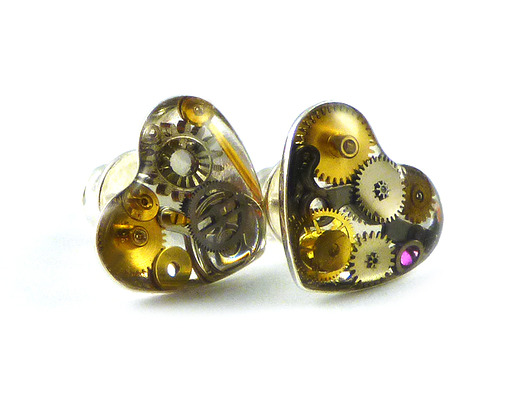 Kolczyki srebro 925 steampunk sztyfty Scradeus