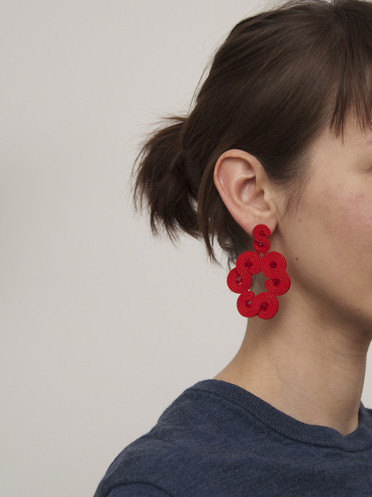 kolczyki soutache Duże czerwone kolczyki sutasz z kryształkami