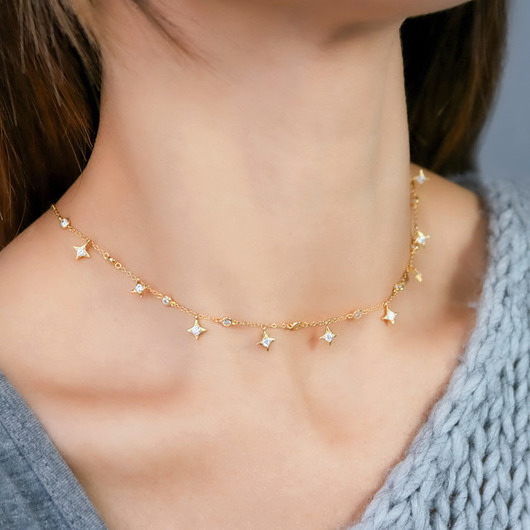 Złoty choker/ naszyjnik cyrkonie "stars" - srebro Coccola JEWELLERY