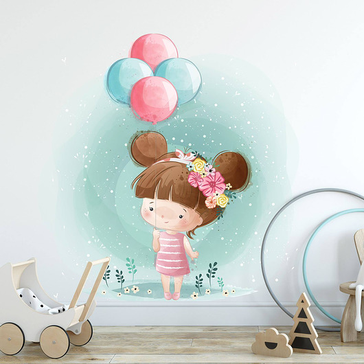 Naklejki ścienne Dziewczynka z balonami Make My Wall 