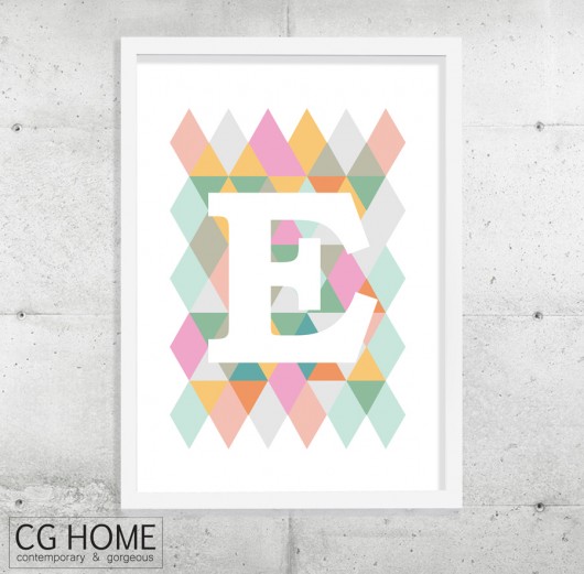 E plakat 30cm x 40cm GRAFIKA literki TYPOGRAFIA Cghome