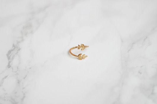 pierścionki - różne Raw Brass Leaves Ring