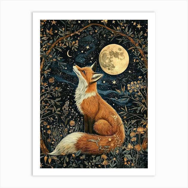 plakaty Plakat Nocny Lis pod Księżycem