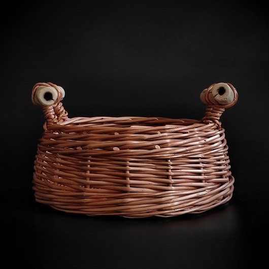kosze do przechowywania Wiklinowa miseczka z drewnianymi uchwytami
