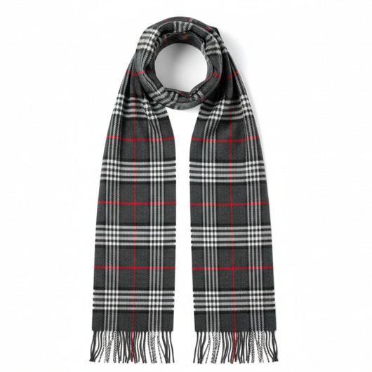 tuby i kominy Szalik Męski szal szary czarny prezent w kratkę elegancki
