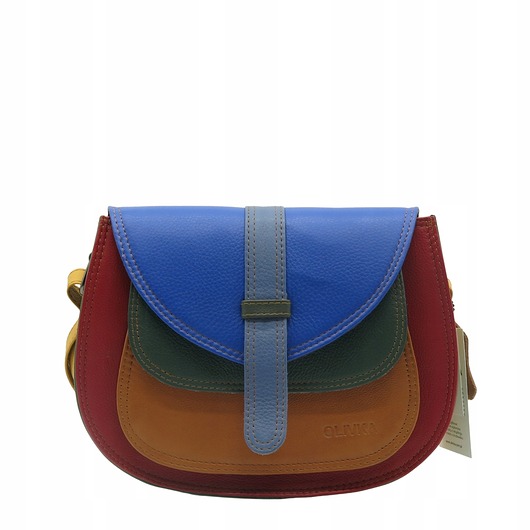 torby na ramię Torebka damska na ramię skórzana pojemna kolorowa ze skrawków eko OLIVKA