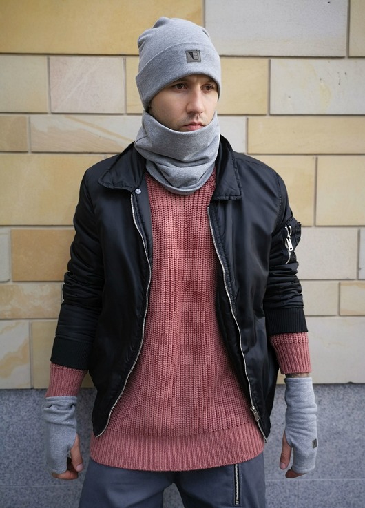 Zestaw UNISEX czapka WYWIJANA+rękawiczki+komin Lucas Brondel