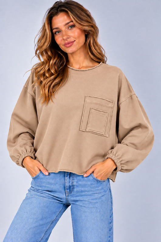 bluza bez kaptura damska Bluza Flavia Beżowa
