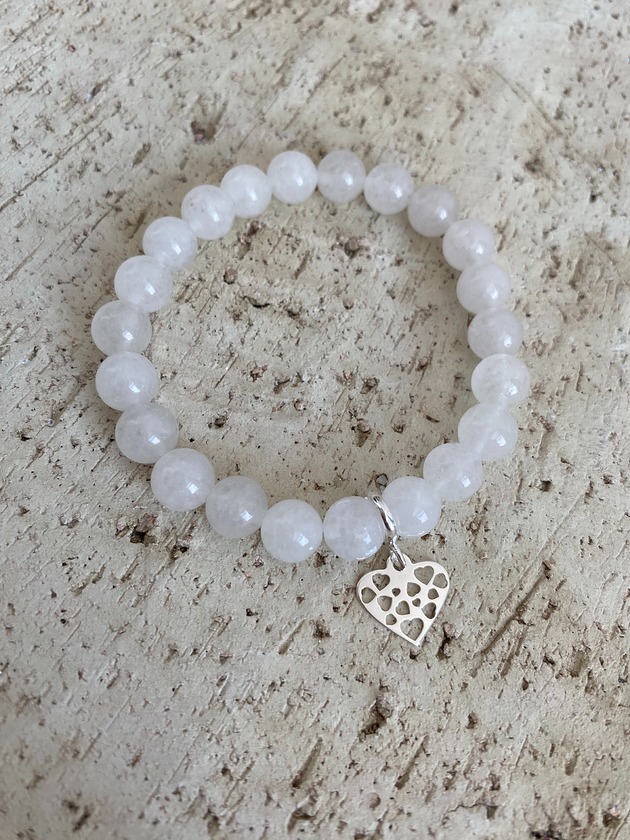 bransoletki z kamieni naturalnych Bransoletka jadeity serce- srebro 925 pozłacane