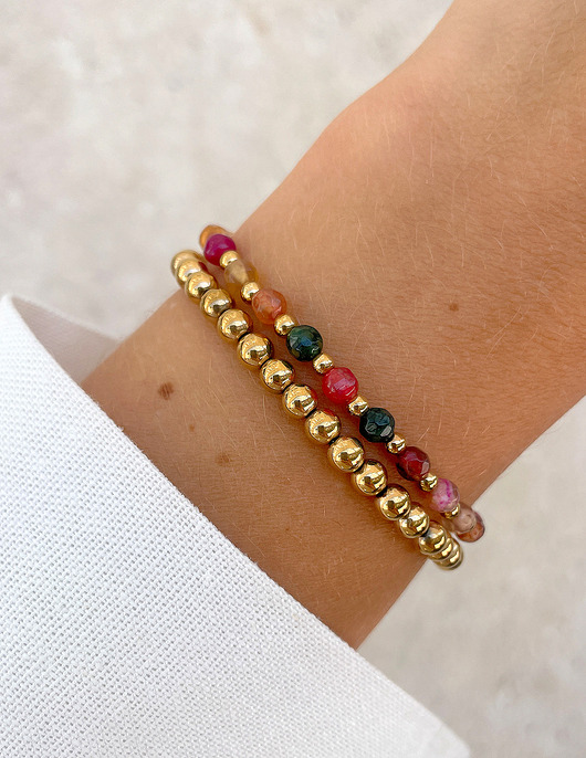 bransoletki z kamieni naturalnych Bransoletki na gumce - mix agatów z hematytem