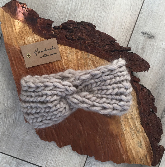 Opaska na głowę chunky beige / handmade woolissocool