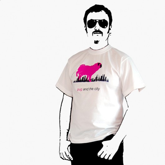 Pug and the city- L Pink Pug Design