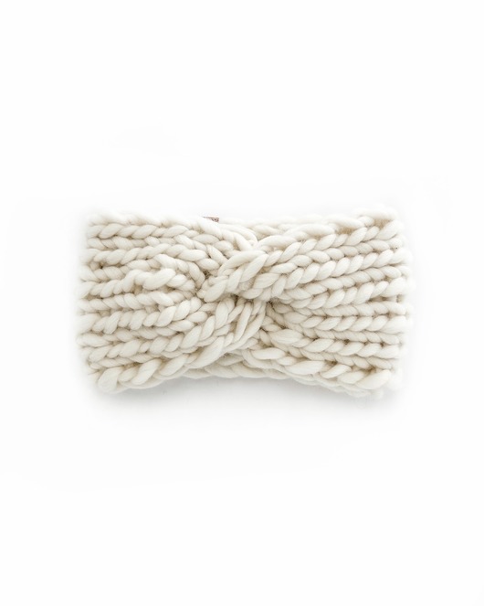 opaski do włosów Biała opaska turban z grubej wełny peruwiańskiej