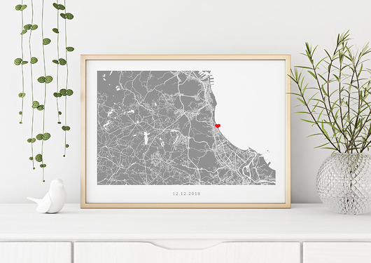 TWOJA MAPA - prezent, który wzrusza! Walentynki PLAKATY GEOMETRYCZNE