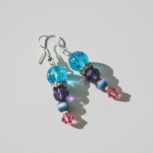 kolczyki - inne Kolorowe kolczyki sople z koralików