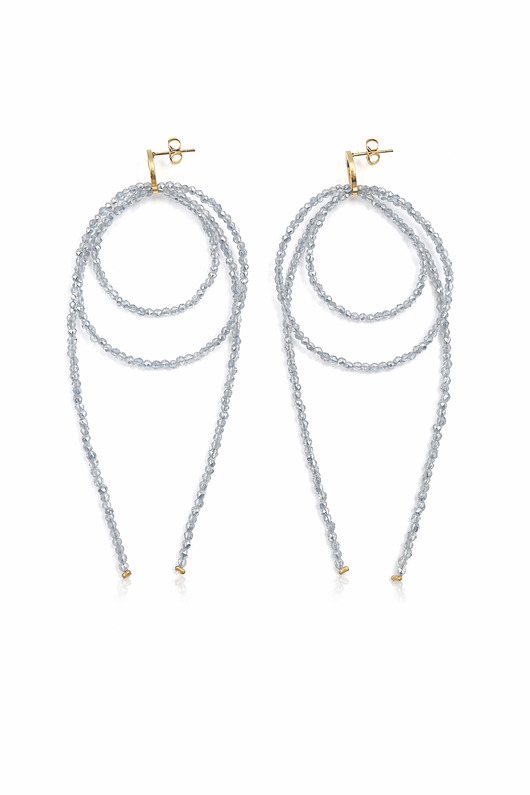 kolczyki szklane Kolczyki koła ze srebrzystych kryształów