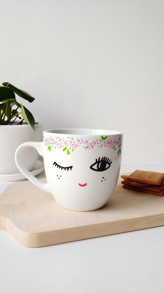 ręcznie malowany kubek z oczkiem MUKI design