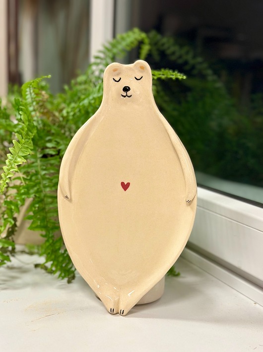patery i talerze Talerz ceramiczny Miś z serduszkiem