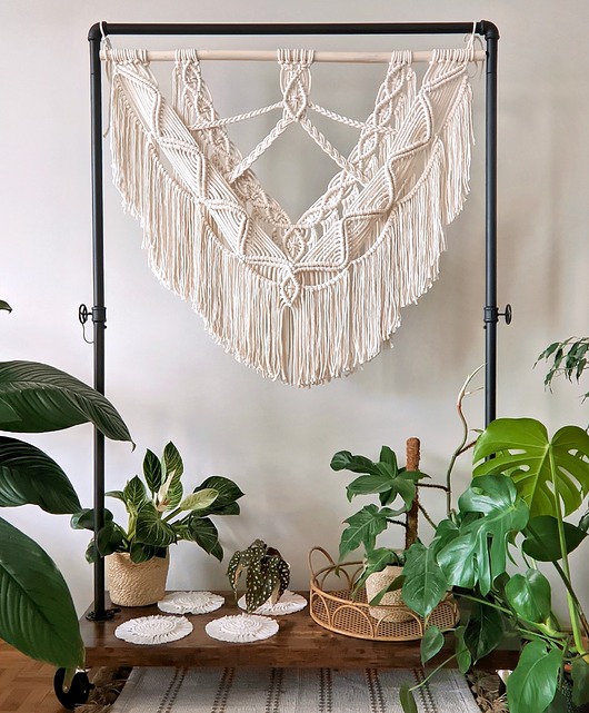 makramy Makrama Wiosna, duża wyplatana dekoracja ścienna w stylu boho