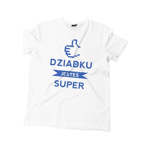 Dziadku jesteś super Podwinięta męska Biała ONE MUG A DAY