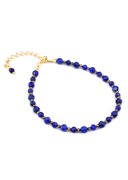 bransoletki z kamieni naturalnych Bransoletka Lapis Lazuli i Piryt złoto