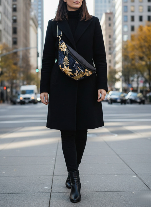 saszetka nerka Nerka damska XXL wodoodporna Liście NS05xxl -002