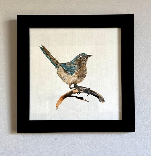 obrazy Ręcznie malowany obrazek "Ptak na gałęzi"