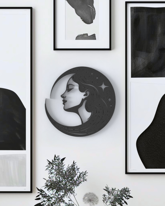 Ozdoby na ścianę Moon Girl - Księżyc- boho ozdoba- dekoracja ścienna- na prezent
