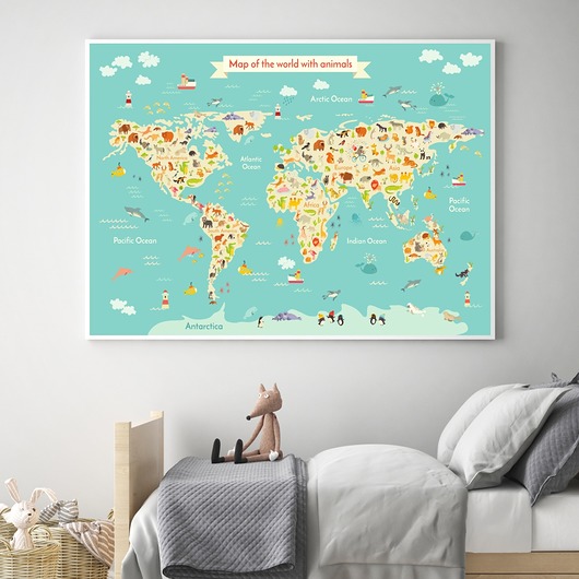 obrazy i plakaty do pokoju dziecięcego Plakat do dziecięcego pokoju mapa świata