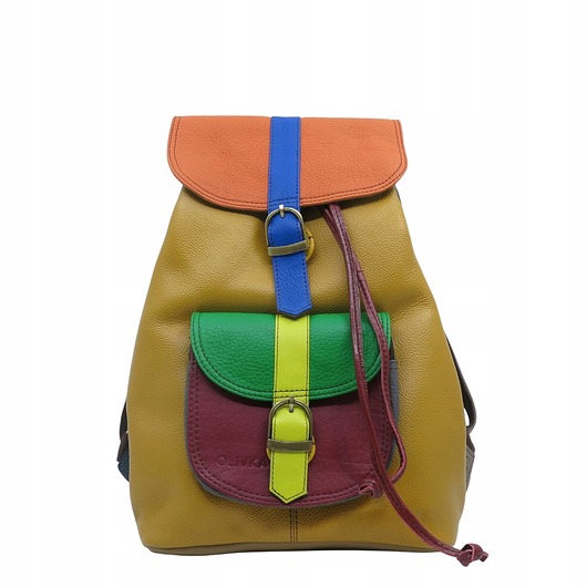 plecaki Plecak damski kolorowy skórzany regulowane szelki pojemny OLIVKA