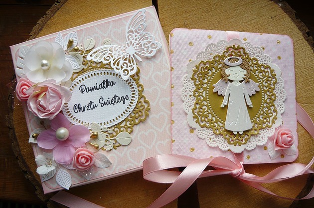 kartki scrapbooking kartka na chrzest z Twoimi życzeniami