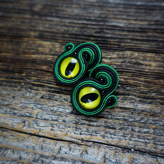 kolczyki soutache Smocze oczy- kolczyki soutache