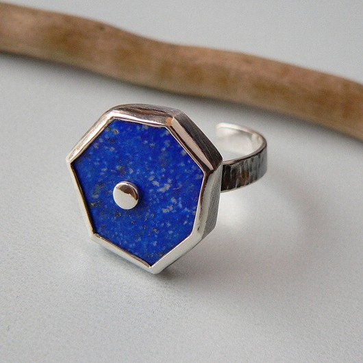 pierścionki srebrne -lapis lazuli geometrycznie-