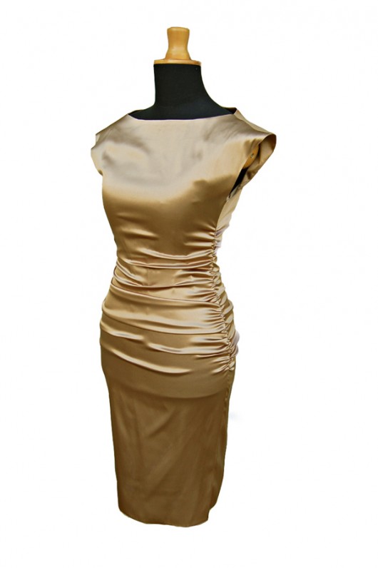 Draped silk dress 38 złota Kasia Zapała