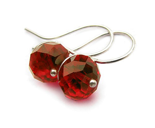 Krótkie, lekkie kolczyki Swarovski - Light Siam Rondelles Marisella