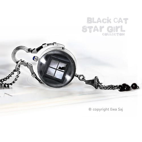 Black Cat (Star Girl)  - sferyczny zegarek. Ewa Saj Fotografie