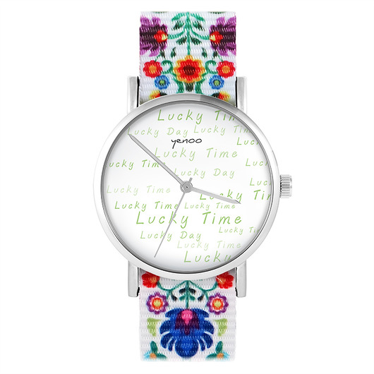 zegarki damskie Zegarek - Lucky time, day - folk biały, nato