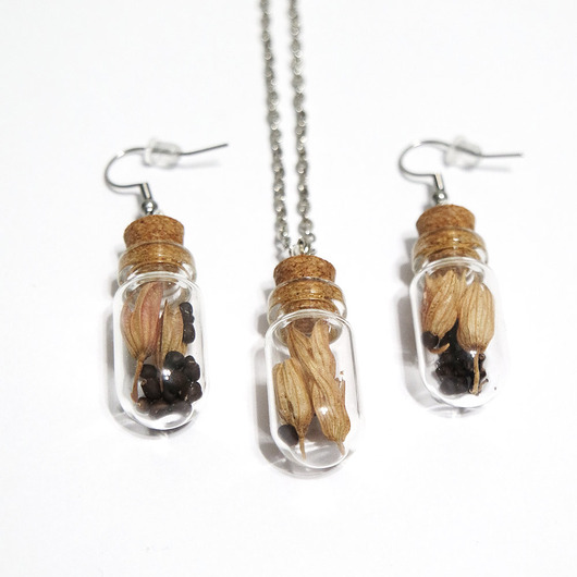 komplet biżuterii Prawdziwa szałwia - fiolki, komplet