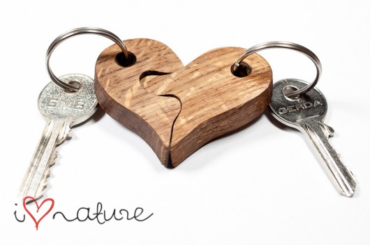 Breloki puzzlowe  - serce da dwojga  i love nature